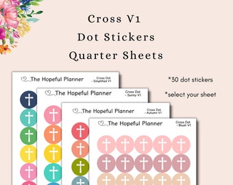 Cross Dot Sticker Sheets - Christian Prayer Reminders Stickers - Christian planning sticker sheets for planner or paper wall calendar