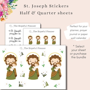 Saint Joseph Stickers  - Catholic Feast Day sticker reminders - Saint stickers for planner, prayer journal or paper wall calendar
