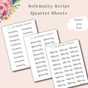 Solemnity script sticker - Catholic Planner Sticker Sheet