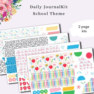 Kit de 2 páginas do Daily Journal - Tema escolar - Kit de adesivos de volta às aulas perfeito para planejadores e diários