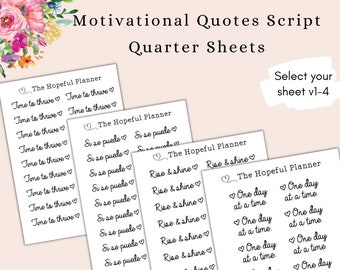 Motivational Quotes script stickers V 1-4 - Sticker sheets for planners and calendars