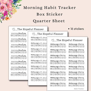 Devoción matutina, Mañana con Jesús, Ofrenda matutina Pegatinas semanales de seguimiento de hábitos - Caja de recordatorio de oración - Hoja de pegatinas del planificador cristiano