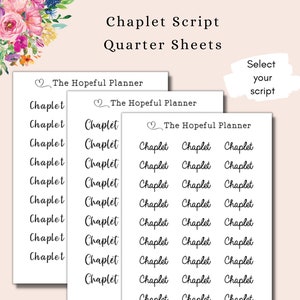 Stickers script chapelet - Rappel de dévotion de prière catholique - Feuilles d'autocollants pour agenda, pages de journal de prières ou calendrier mural en papier
