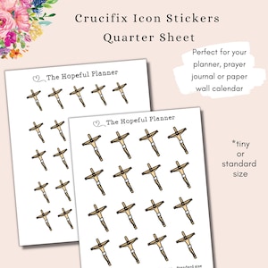 Crucifix Stickers voor Planner, Gebedsdagboek of Papieren Muur Kalender - Katholieke Icoon sticker vellen