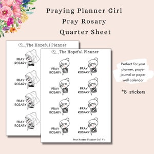 Planificateur de chapelet pour fille Stickers - Rappel de prière de dévotion catholique - Feuilles d'autocollants pour agendas et journaux de prière