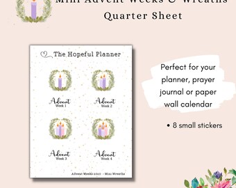 MINI Advent Weeks & Wreaths Stickers - Christian Planner / Journal  Sticker Sheet for Advent Liturgical Season