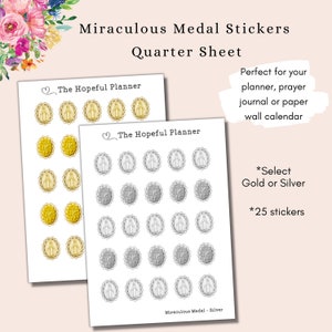 Miraculous Medal Icon Stickers - Traditional Catholic Prayer / Devotion Sticker Sheet for Planners or Journals