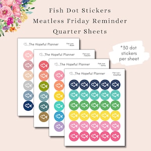 Fish Dot Sticker Sheets - Meatless Friday Reminder Stickers - Fast & Abstain Lent Stickers -Lenten Season Christian Planning Sticker Sheet