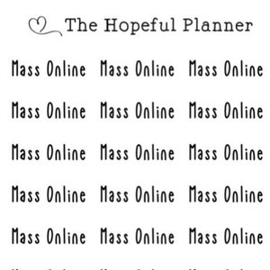 Mass / Church Online - Tiny Script - planner sticker sheets