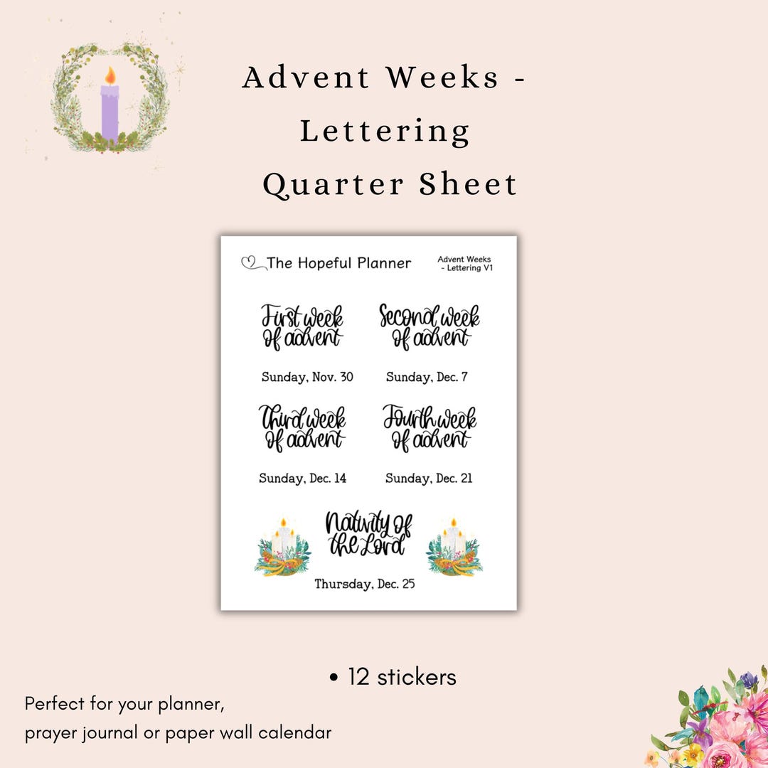 Advent Weeks Lettering V1 Stickers - Christian Planner and Journal ...
