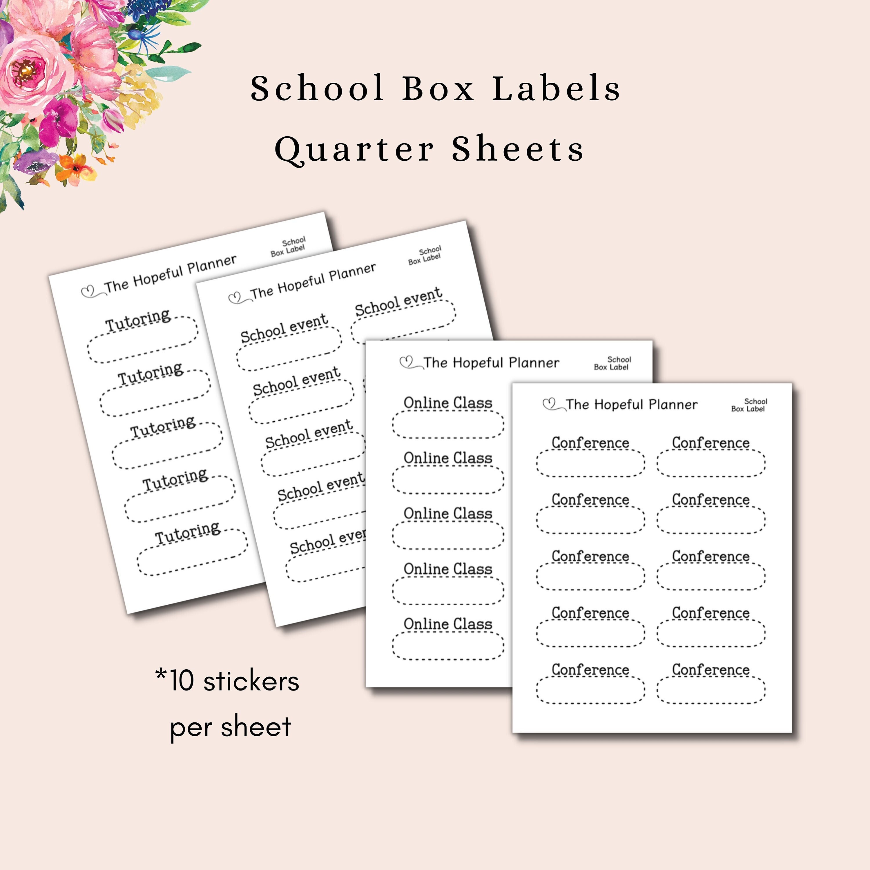 School Label Box Sticker Sheets - Conference, Online Class, School ...