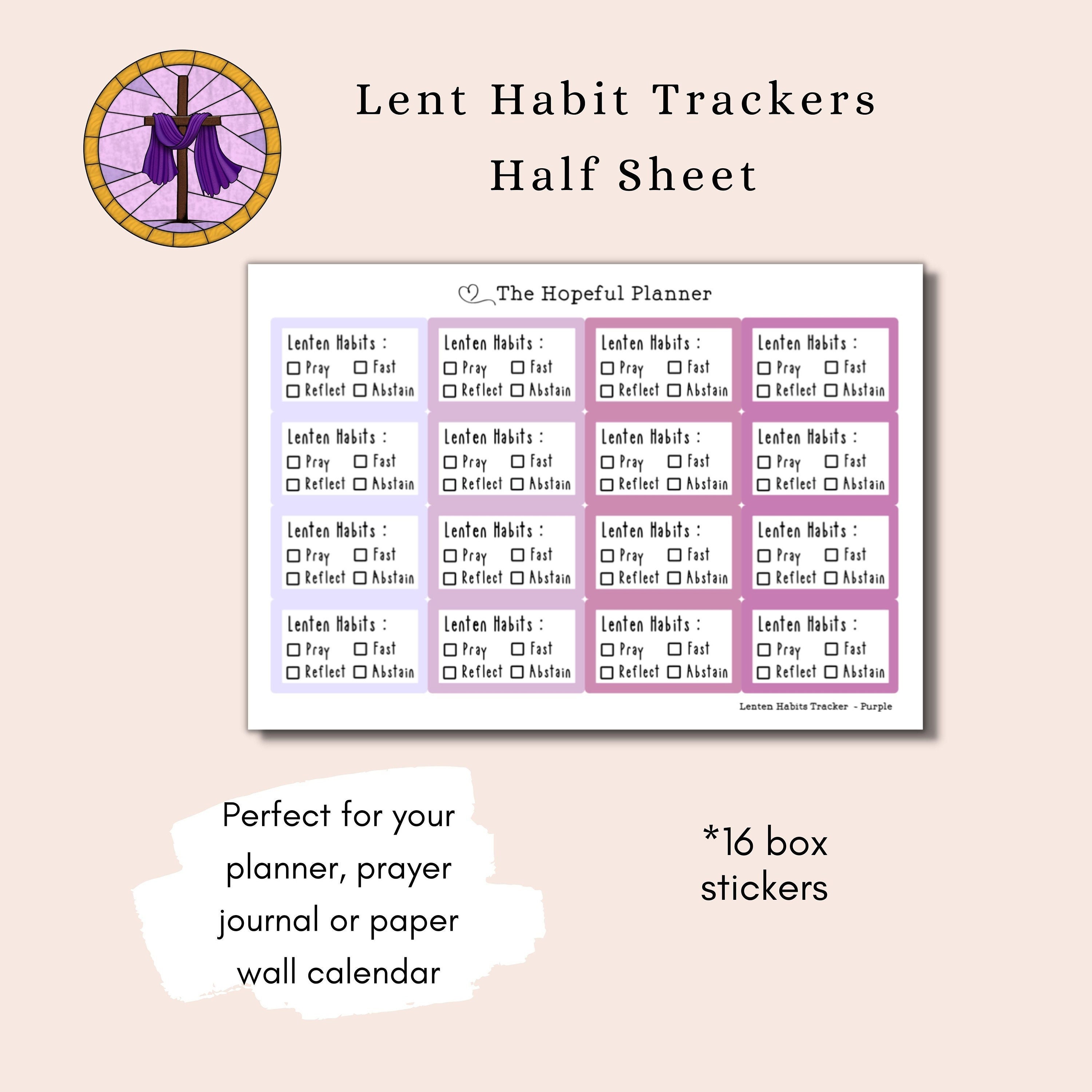 Lent Habit Tracker Sticker Sheet Daily Lenten Habits Etsy