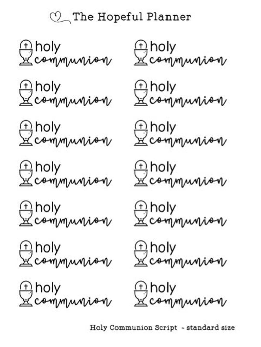 Holy Communion Script With Icon - Christian Planner Sticker Sheet - Etsy