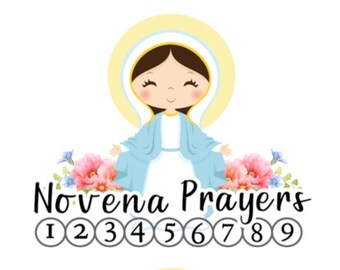 Floral Marian Novena Sticker V1 - Catholic Prayer - Weekly Tracker Reminder - planner sticker sheet