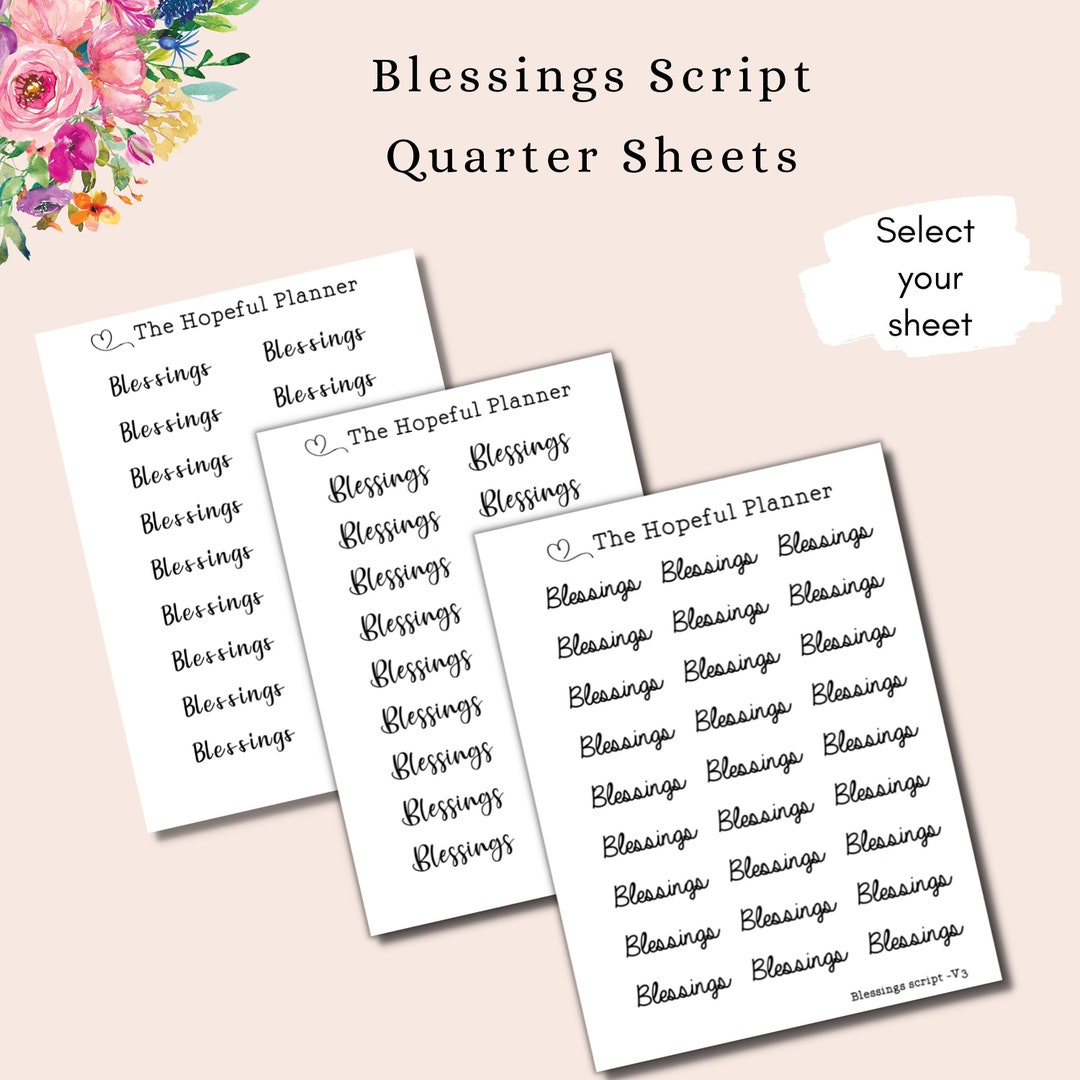 Blessings Script Sticker - Christliche Aufkleber für Planer und Planer ...
