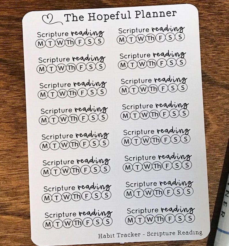 Bible Study, Lectio Divina, Scripture Reading Weekly Habit Tracker Stickers - Prayer Reminder Box sticker - Christian Planner sticker sheet image 6
