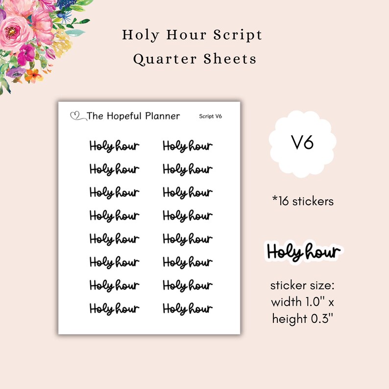 Holy Hour Script Sticker Sheets - Catholic Devotion Planning - First ...