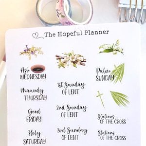 Lent Word Sampler Sticker Sheet V1 - Liturgical Stickers for Ash Wednesday - Christian faith stickers for planner, journal or wall calendars