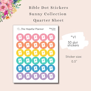 Bible Dot Sticker Sheets - Sunny Collection - Small Bible Reminder stickers for planners, journals and paper wall calendars