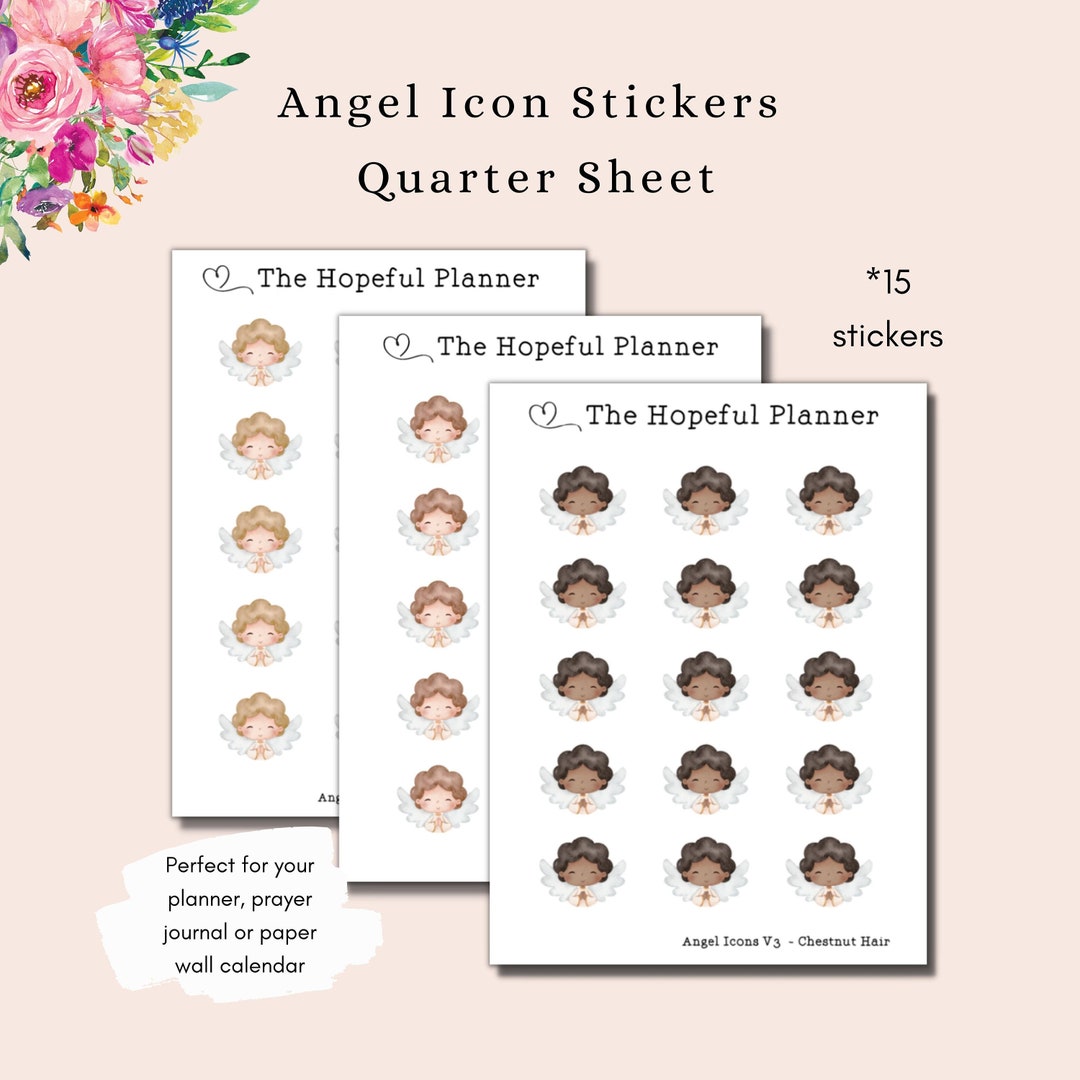 Small Angel Icon Stickers - Christian Watercolor Decorative Sticker ...