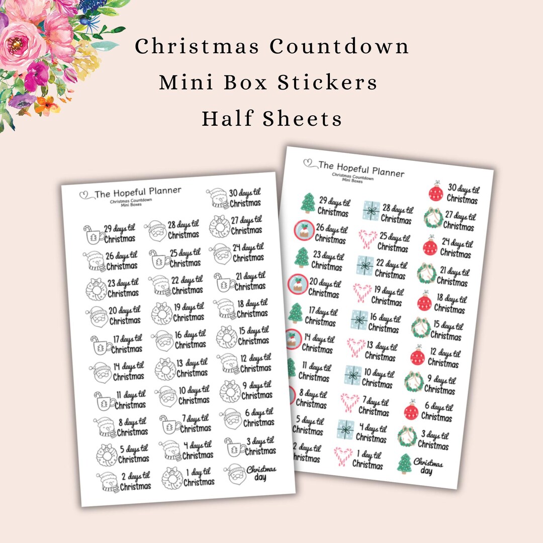 2024 Christmas Countdown Mini Box Stickers - Cute Decorative Holiday ...