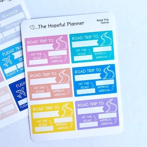 Road Trip Tracker Planner Stickers - Trip Planning Sticker Sheets - Vacation & Travel Stickers for Planners and Paper Wall Calendars