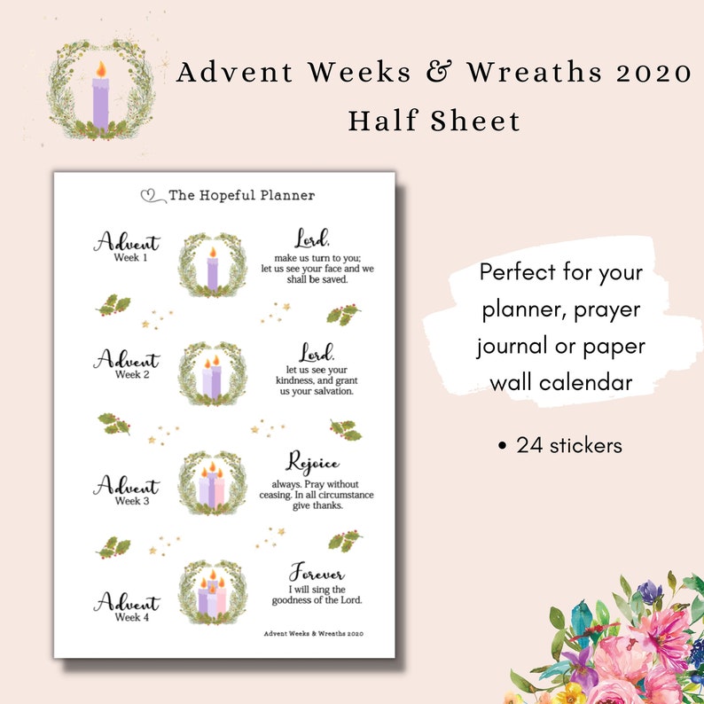 Advent weeks and wreaths v2 stickers christian advent etsy