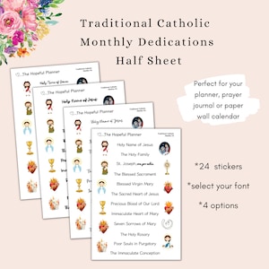 Catholic Planner Stickers: Traditional Month Dedication, 2024 Liturgical Year