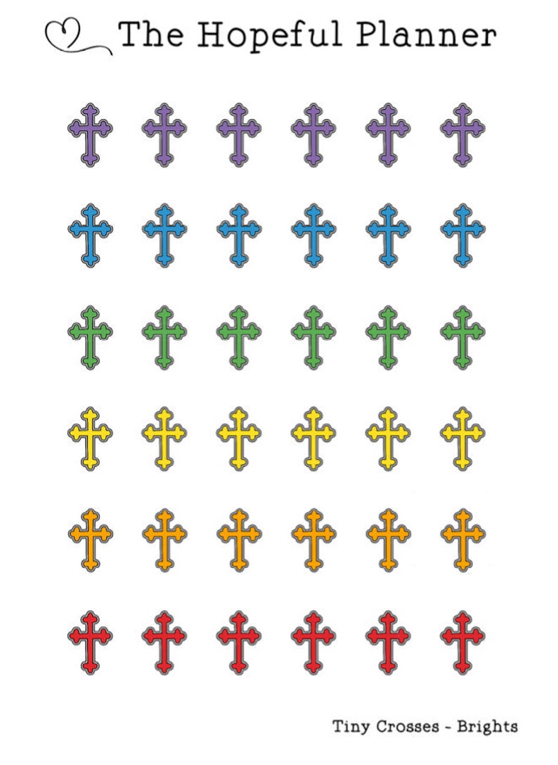 Tiny Cross Stickers Pastels Brights Christian Planner Sticker Sheets Neutrals