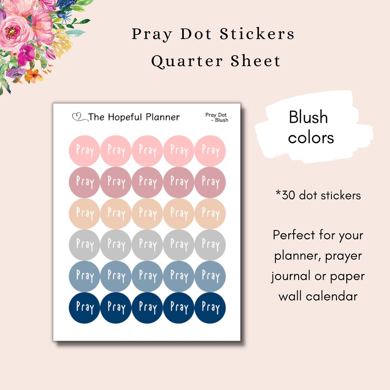 Pray Dot Sticker Sheets - Small Prayer Reminder Stickers for Christian ...