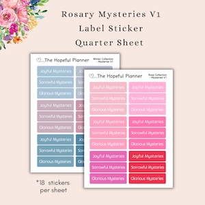 NEW Mysteries of the Rosary V1 Sticker sheets - Blush Collection - Catholic Prayer Reminder