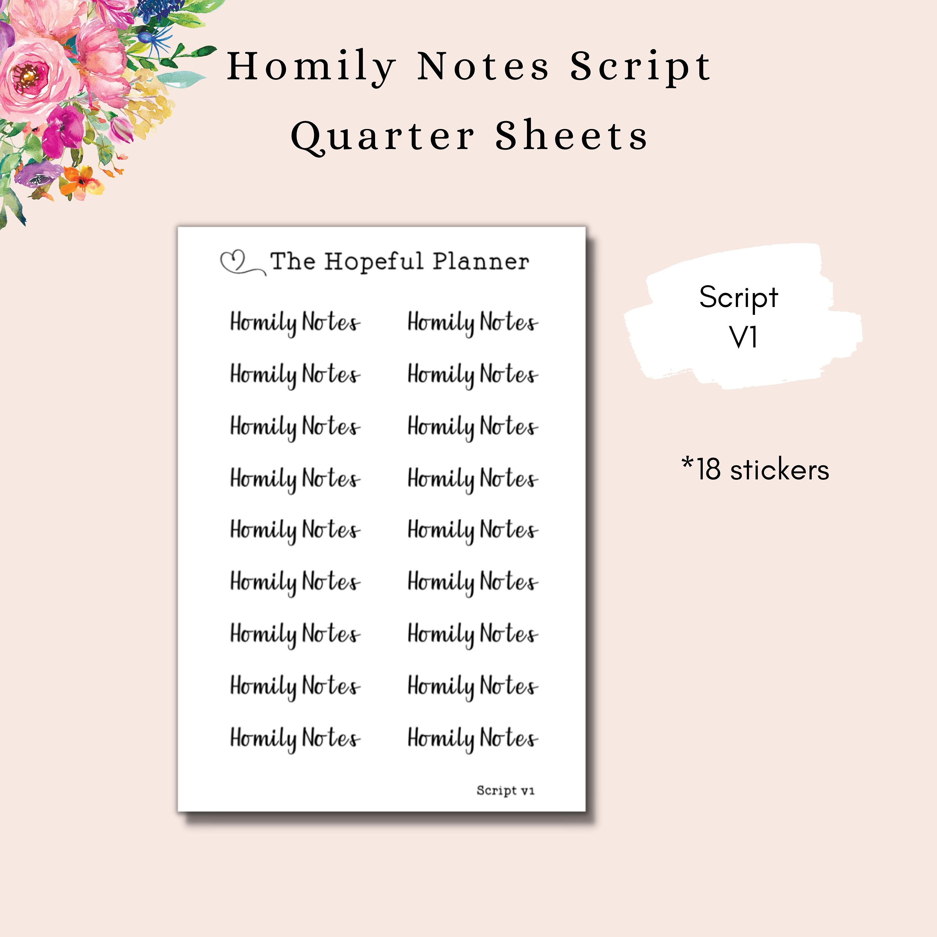 Homily Script Examples Homily Notes Script Sticker Sheet - Church Sermon Planner / Journal ...