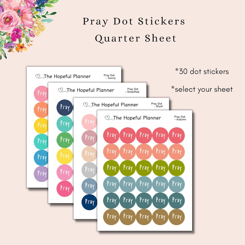 Pray Dot Sticker Sheets - Small Prayer Reminder Stickers for Christian ...