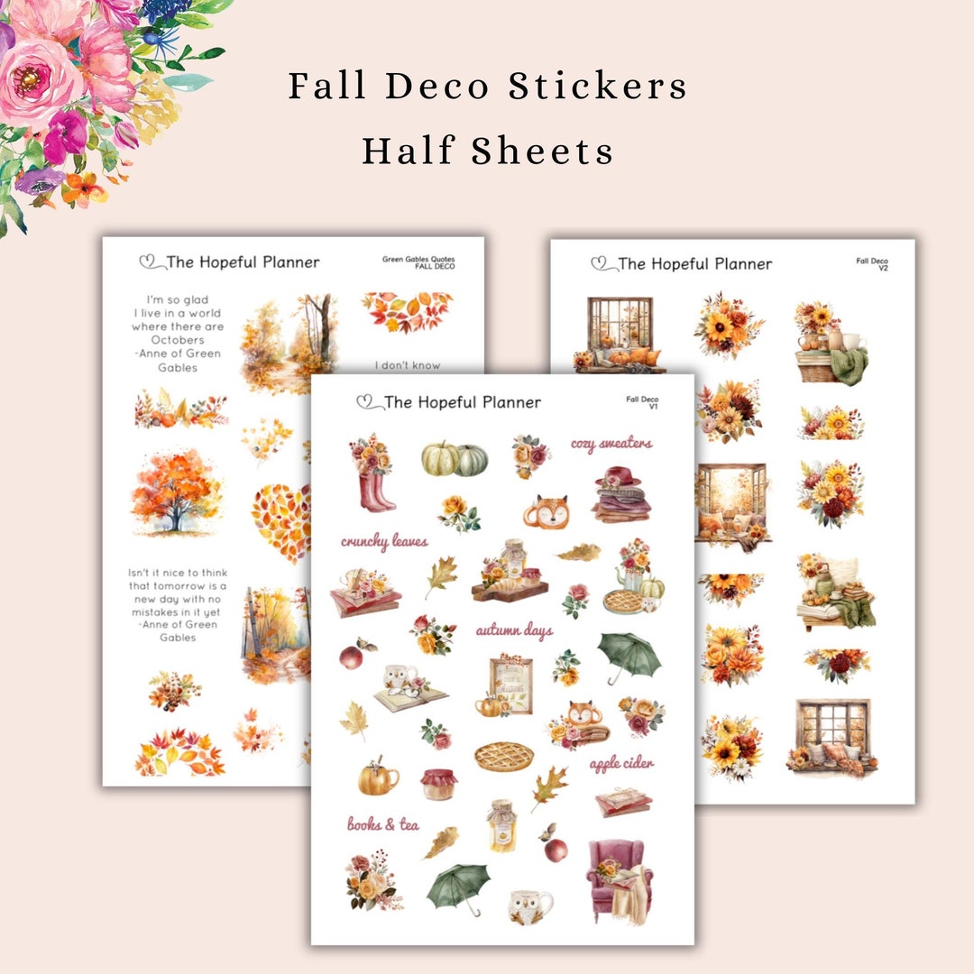 2024 Fall Deco Sticker Sheets - Cozy Autumn Themed Decorative Stickers ...