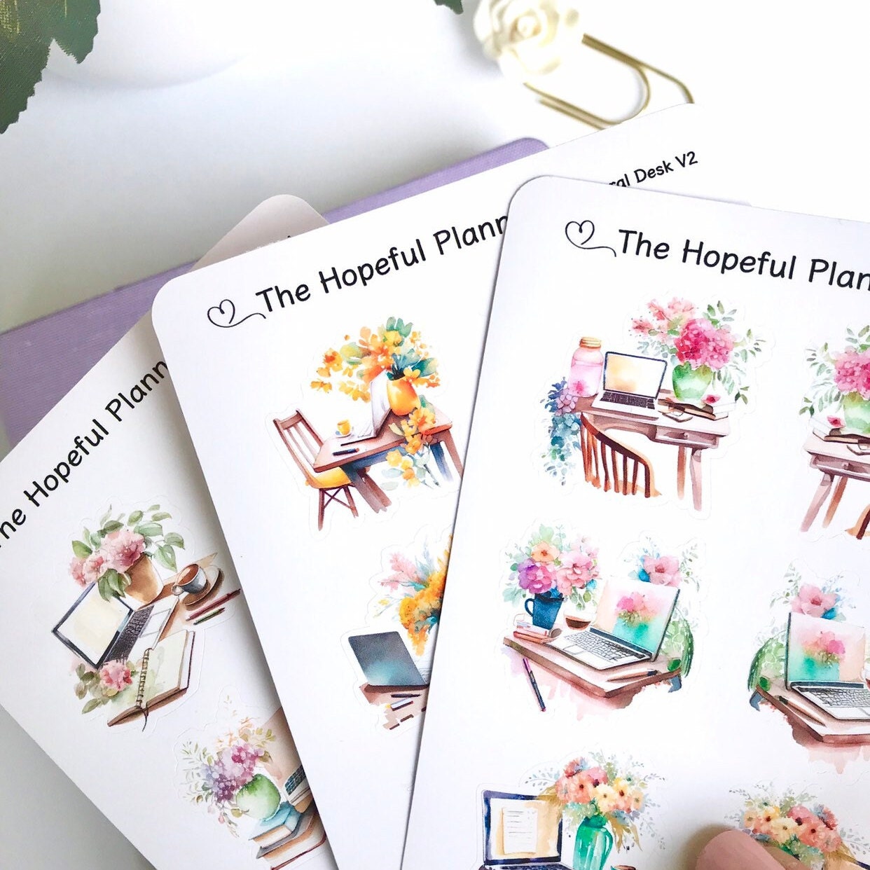 Sticker For Desk Line Floral Desk Sticker Sheets - Decorative Work Reminder Stickers for ...