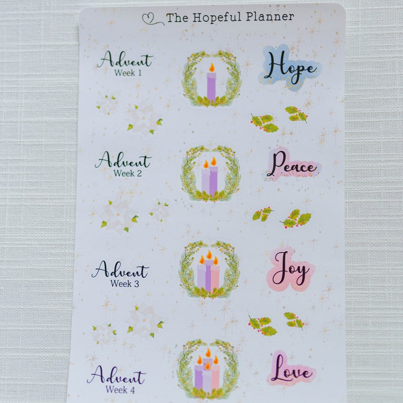 Advent Weeks and Wreaths V1 Stickers Liturgical Planning - Etsy