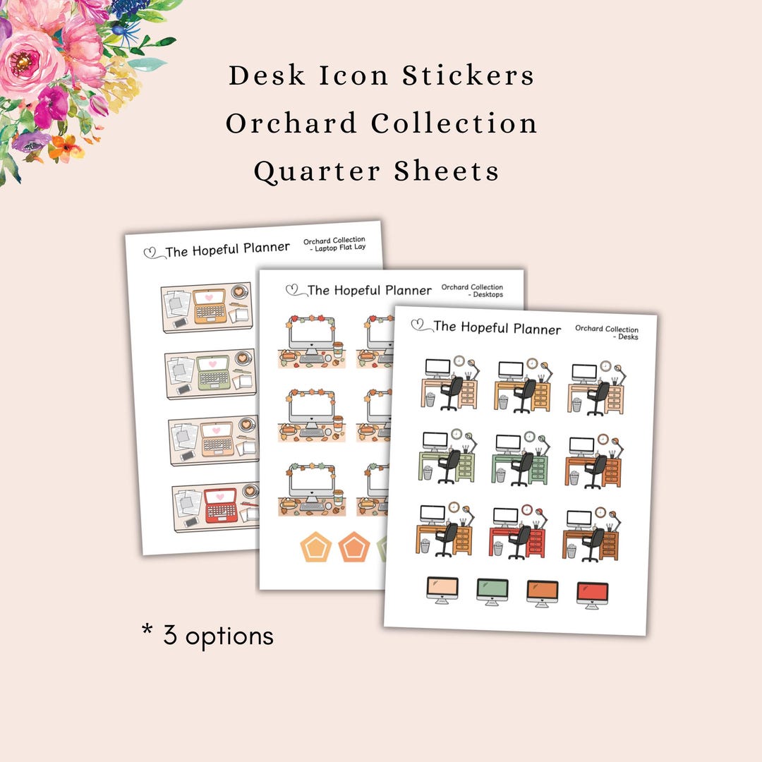 Workdesk Sticker NEW Desk Icon Stickers - Orchard Collection - Cute Seasonal Themed ...
