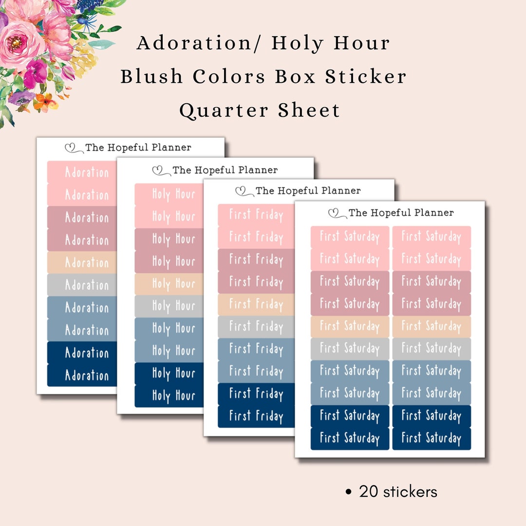 Adoration / Hour Hour Box Stickers - Blush Collection - Catholic Prayer ...