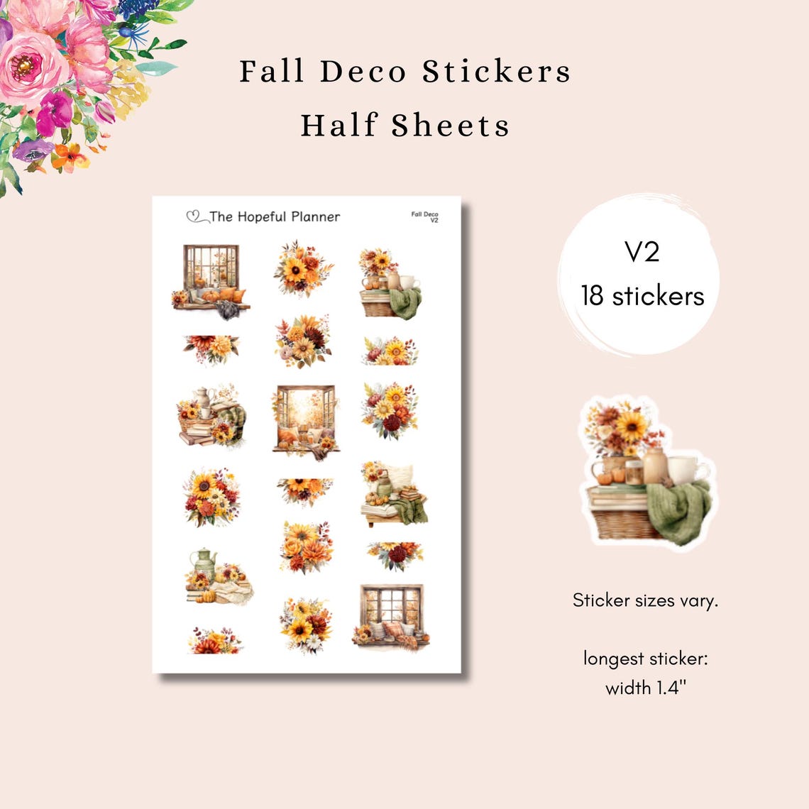 2024 Fall Deco Sticker Sheets - Cozy Autumn Themed Decorative Stickers ...