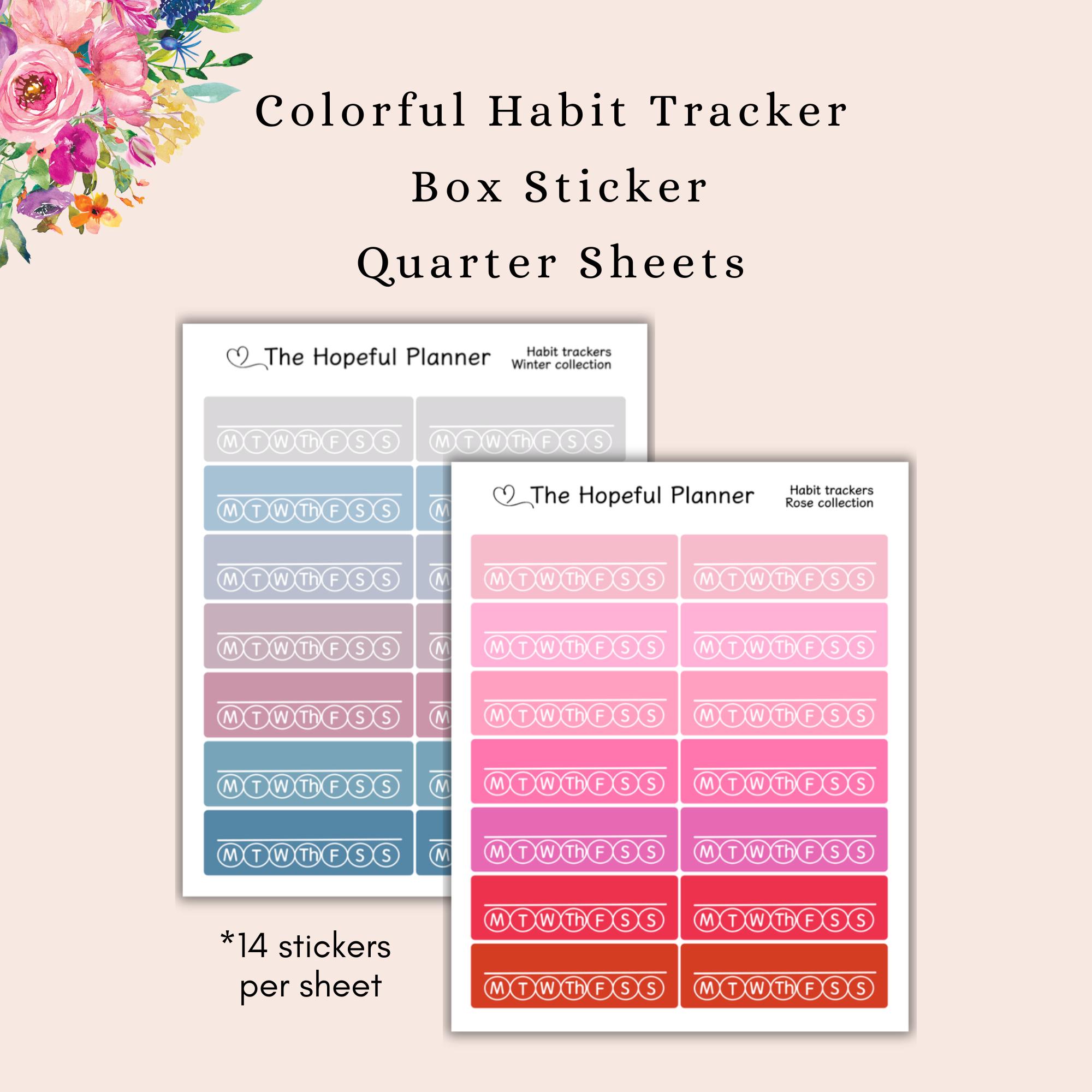 Colorful Habit Tracker Stickers - Blank Weekly Tracker Sticker Sheets ...
