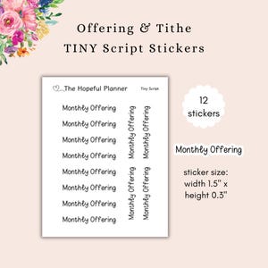 Adesivos para Planejador Pequeno - Dízimo e Oferta Mensal - Folhas de Adesivos Cristãos Monthly Offering