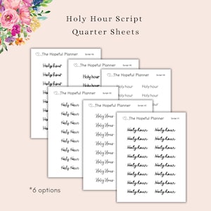 Holy Hour Script Sticker Sheets - Catholic Devotion Planning - First Friday Adoration Reminder Sticker for Planners and Paper Wall Calendars