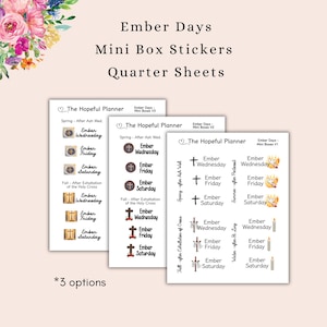 Ember Day Mini Box Stickers  - Traditional Catholic Days of Penance Reminder Sticker - Liturgical Sticker sheets for Planners and Journals