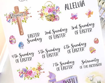 Easter Word Sampler V1 Sticker Sheet - Easter Season Christian Liturgical stickers for planners, journals and paper wall calendars