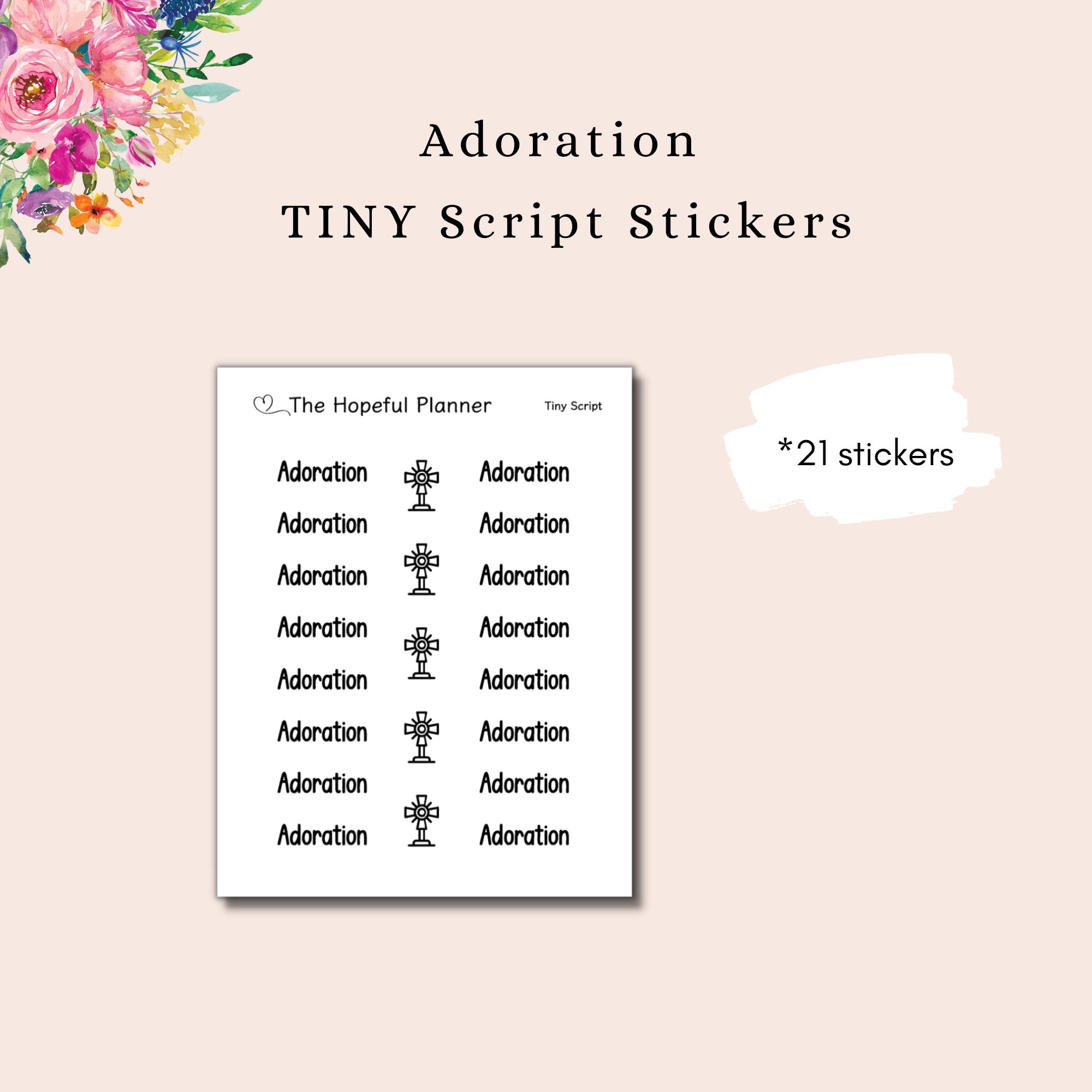 Adoration & Holy Hour Catholic Tiny Script Stickers - Catholic Sticker ...