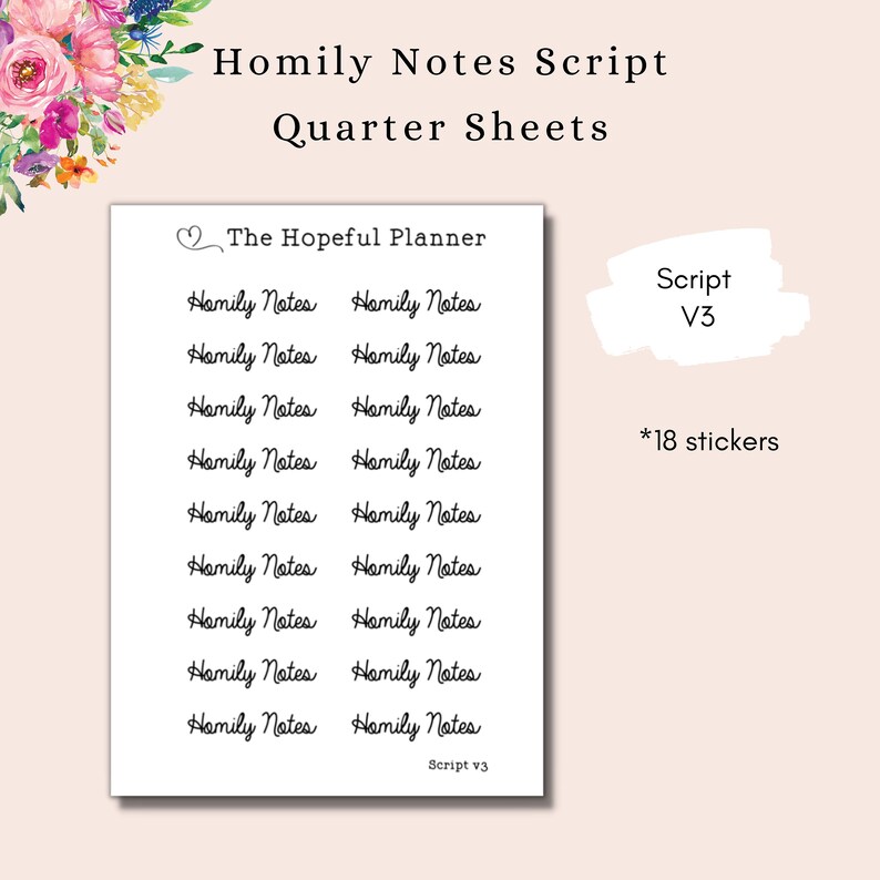 Homely Text Homily Notes Script Sticker Sheet - Church Sermon Planner / Journal ...