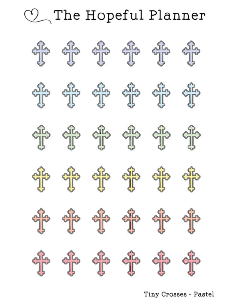 Tiny Cross Stickers Pastels Brights Christian Planner Sticker Sheets Neutrals