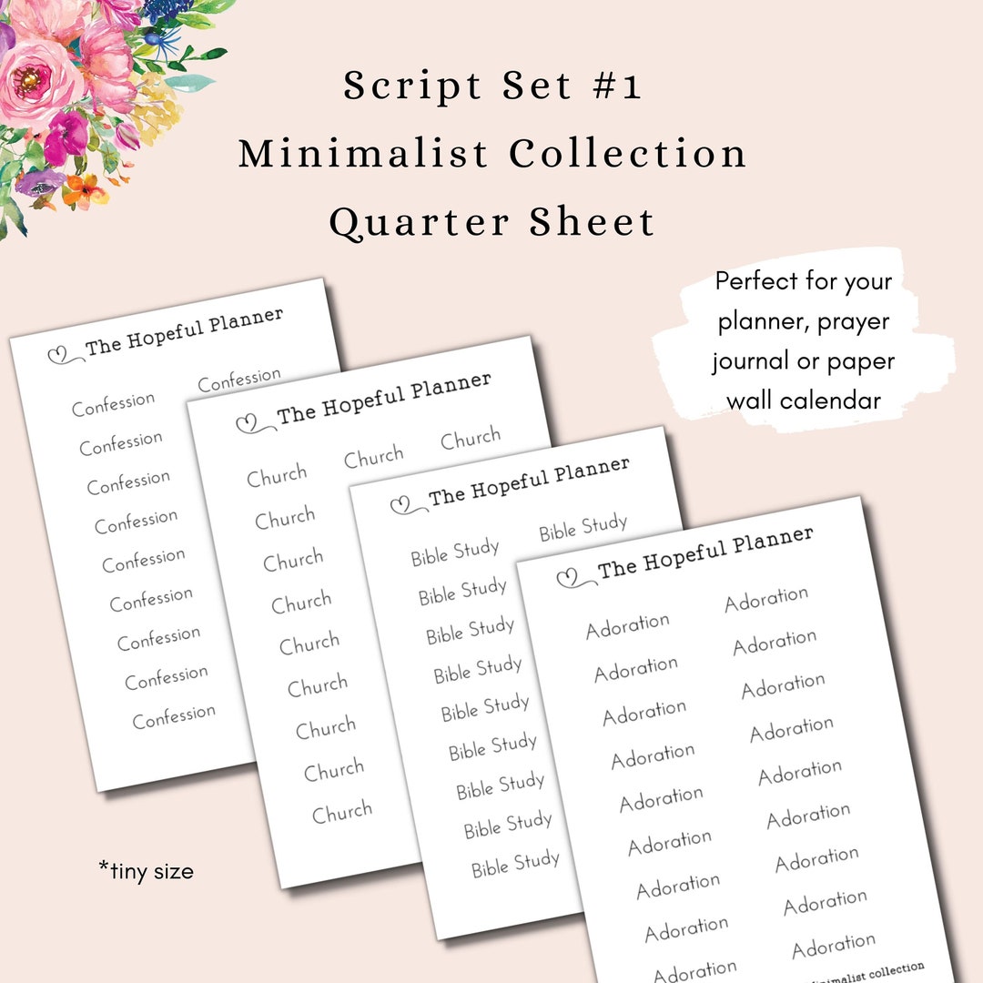 Christian Script Set 1 Sticker Sheets Minimalist Collection Stickers ...