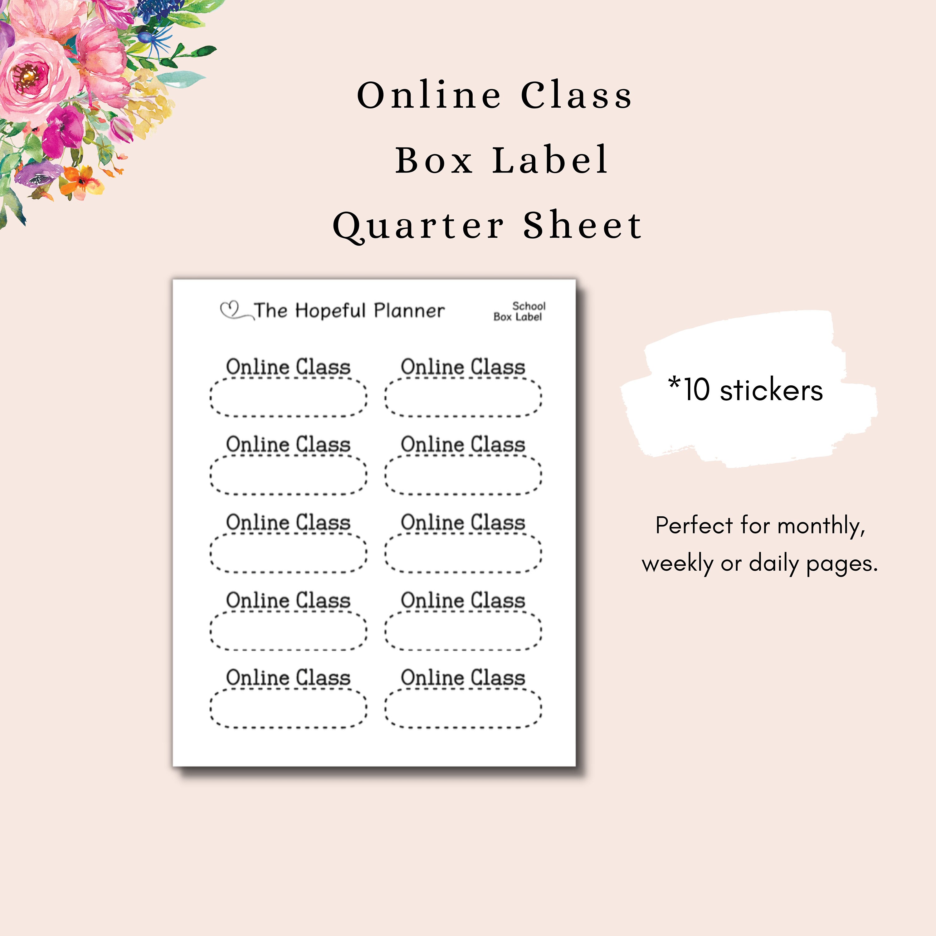 School Label Box Sticker Sheets - Conference, Online Class, School ...