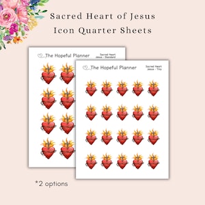 Sacred Heart of Jesus Stickers – Devotion / Feast Day Sticker Sheet - Catholic Planner, Prayer Journal